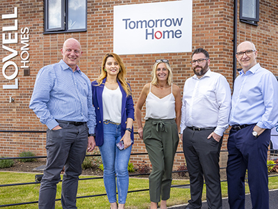 L to R: Dr Sean Williams and Elena Imani from Teesside University, Justine Elliott (National Sales Director), Iain Gillies (Divisional Design & Innovation Manager) and David Atkinson (Divisional Head of Technical) from Lovell