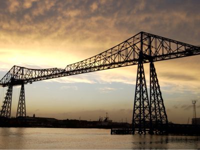 Tees Transporter Bridge. Link to Multimillion-pound boost for regional mental health research.