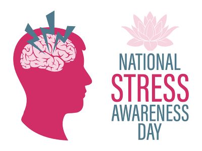 National Stress Awareness Day logo.. Link to Stress Awareness Day 2024.