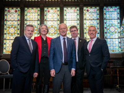 From left - Professor Michael Young, Deputy Vice-Chancellor, Sunderland University; Professor Karen O'Brien, Vice-Chancellor, Durham University; Professor Chris Day, Vice-Chancellor, Newcastle University; Professor Andy Long, Vice-Chancellor, Northumbria University; Professor Paul Croney OBE, Vice-Chancellor, Teesside University. Link to North East universities respond to proposals for higher education reform.