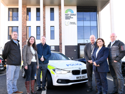 Alan Torque (Standby RSG), Dr Elaine Forde (Durham University), David Allen (Cleveland Police Fleet Manager), Simon Bradshaw (REHIP Project Manager), Dr Huda Dawood (Teesside University), Dr Sean Williams (Teesside University).. Link to Fleet transition to zero emission vehicles takes centre stage.