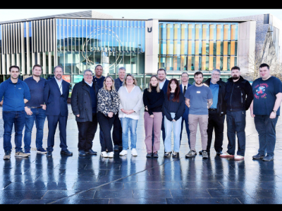 Apprentices and staff on the Asset Manager professional apprenticeship at Teesside University. Link to Bespoke apprenticeship to train next generation of asset managers.