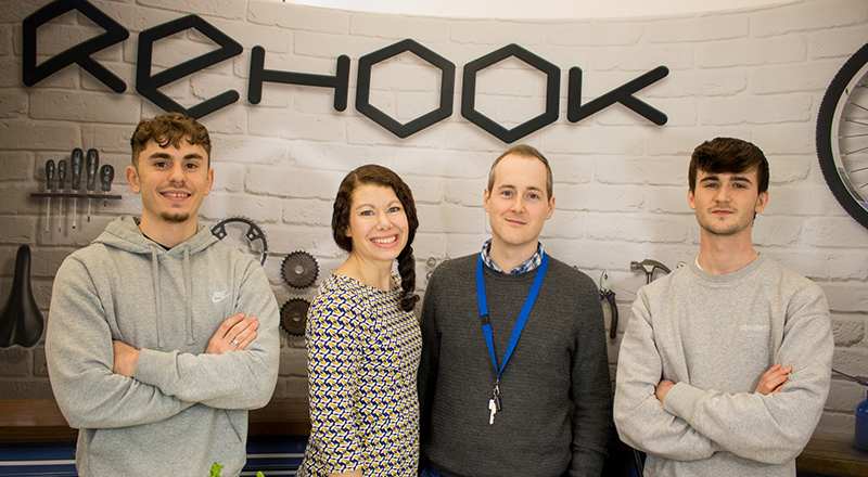  Rehook founder Wayne Taylor, pictured second from right, with some of the Rehook team.