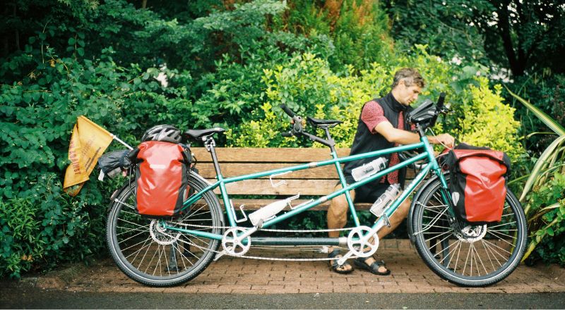 Xani Byrne with tandem bicycle