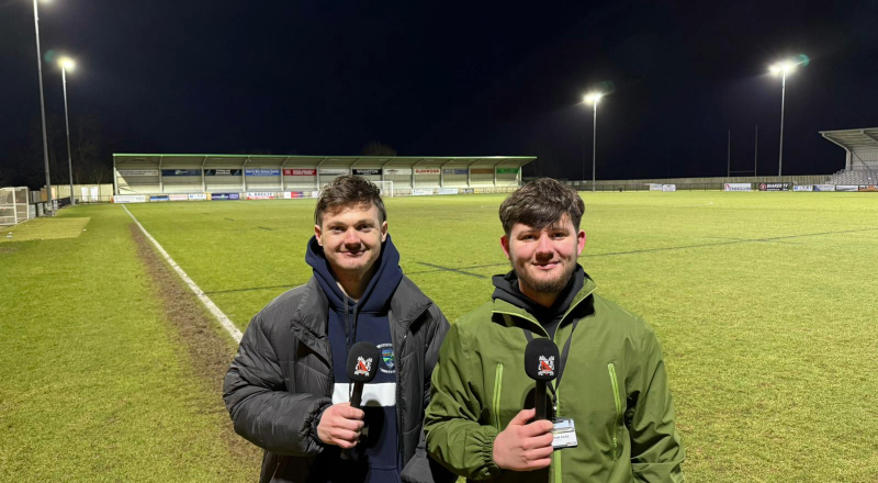 Max O’Hara (left) and Harvey Richards at Darlington FC's Blackwell Meadows. Link to Max O’Hara (left) and Harvey Richards at Darlington FC's Blackwell Meadows.