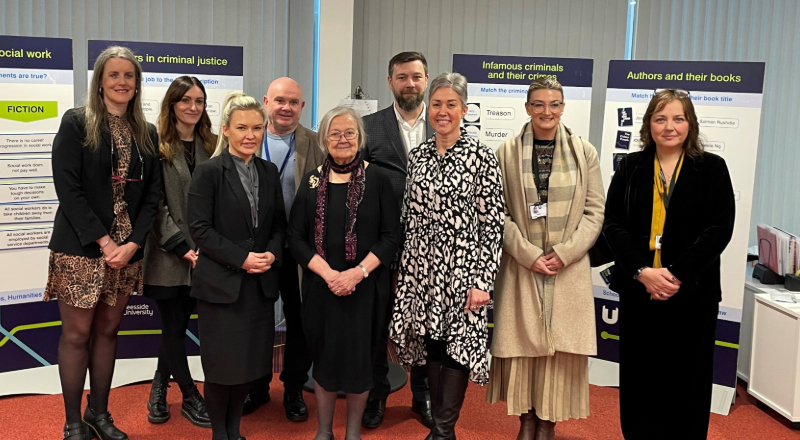 Lady Hale with staff from Teesside University Law School. Link to Law students hear from former President of the Supreme Court.