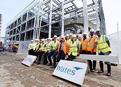 Staff, students and members of the Wates Construction team at the Digital Life building 