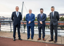 From left - Professor Paul Croney OBE, Vice-Chancellor and Chief Executive, Teesside University; Councillor Bob Cook, Leader, Stockton-on-Tees Borough Council; Mike Greene, Chief Executive, Stockton-on-Tees Borough Council; Professor Steve Cummings, Pro Vice-Chancellor, Teesside University