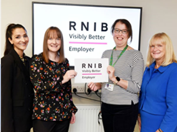 Teesside university staff that was awarded the prestigious Visibly Better Employer accreditation by the Royal National Institute of Blind People