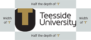 Teesside University logo with exclusion zones